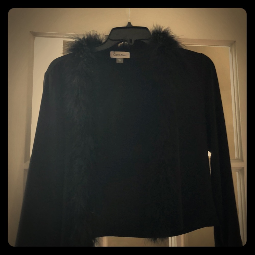 Black fringed shrug for over a dress